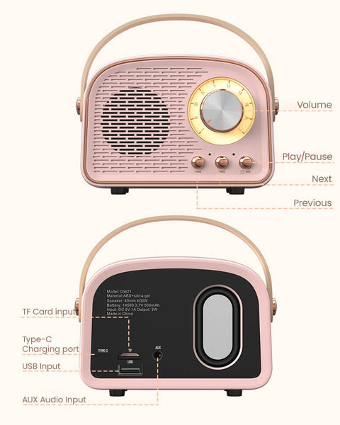 retro radio ronde vorm bluetooth speaker roomtery