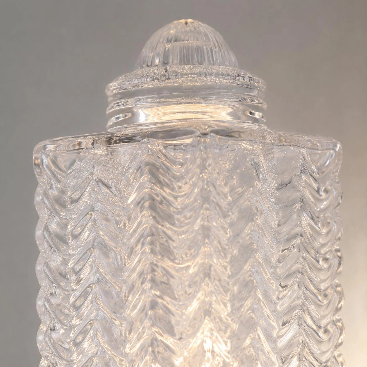 Closeup of textured glass and metal frame