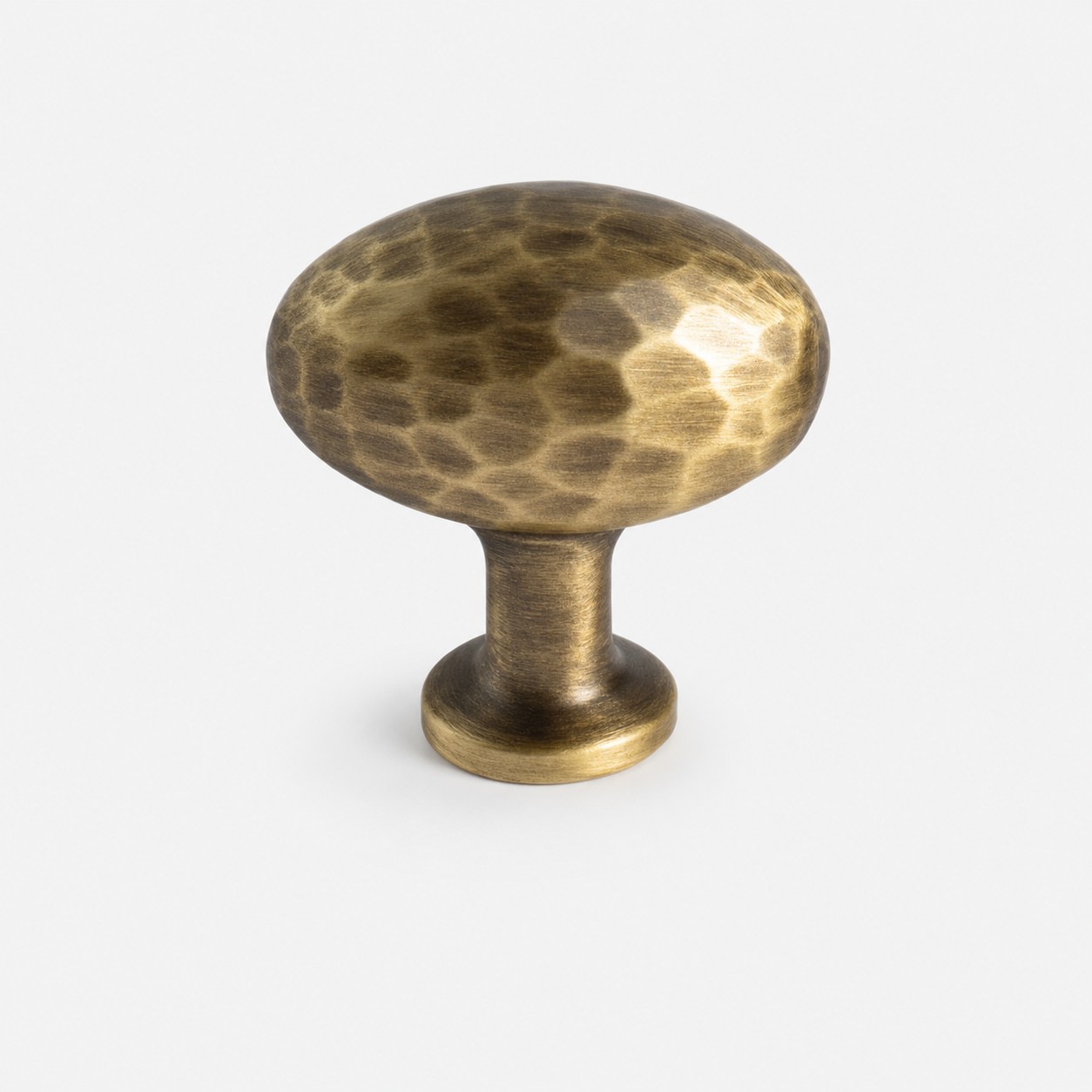 33 mm large oval hammered antique brass cabinet knob