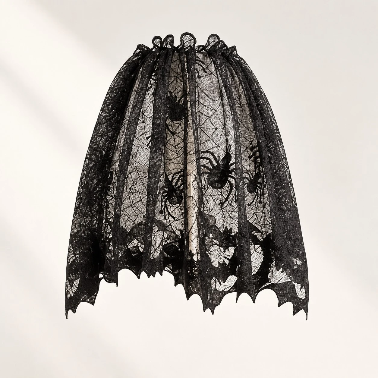 Halloween black lace spider and bat lampshade cover