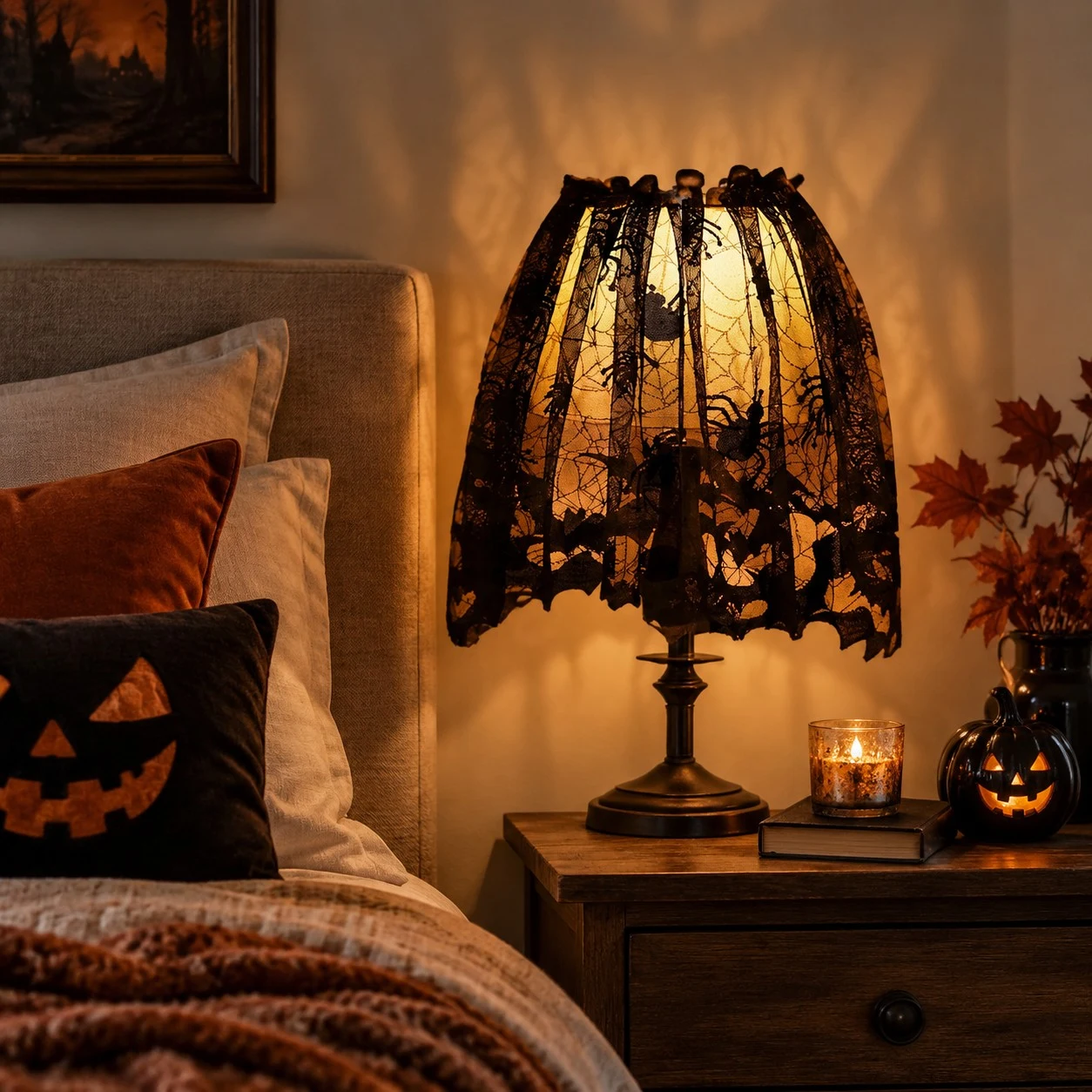 Halloween lampshade cover detail and styling