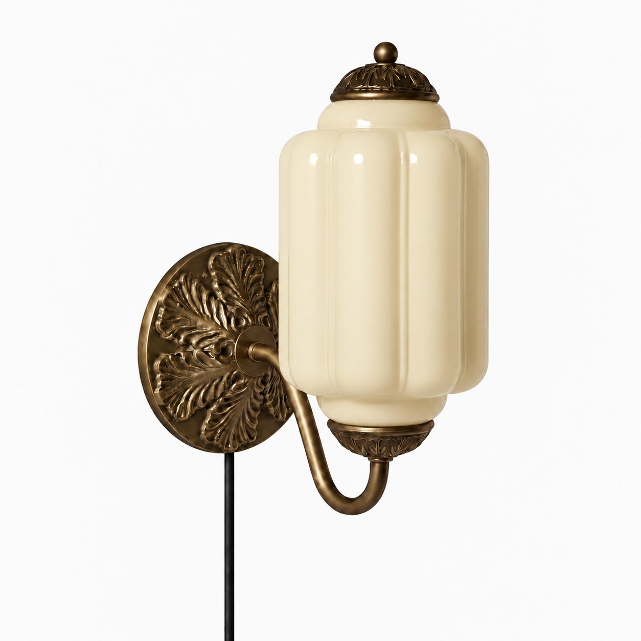 Eloise fluted milk-glass plug-in wall sconce