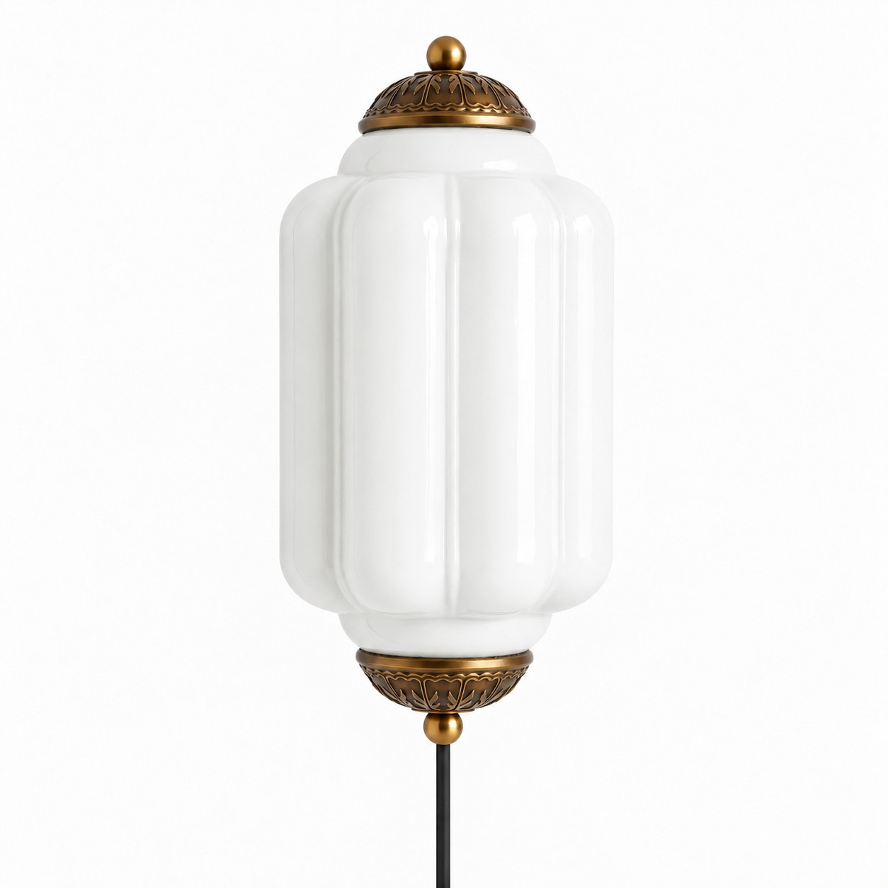 Eloise fluted milk-glass plug-in wall sconce