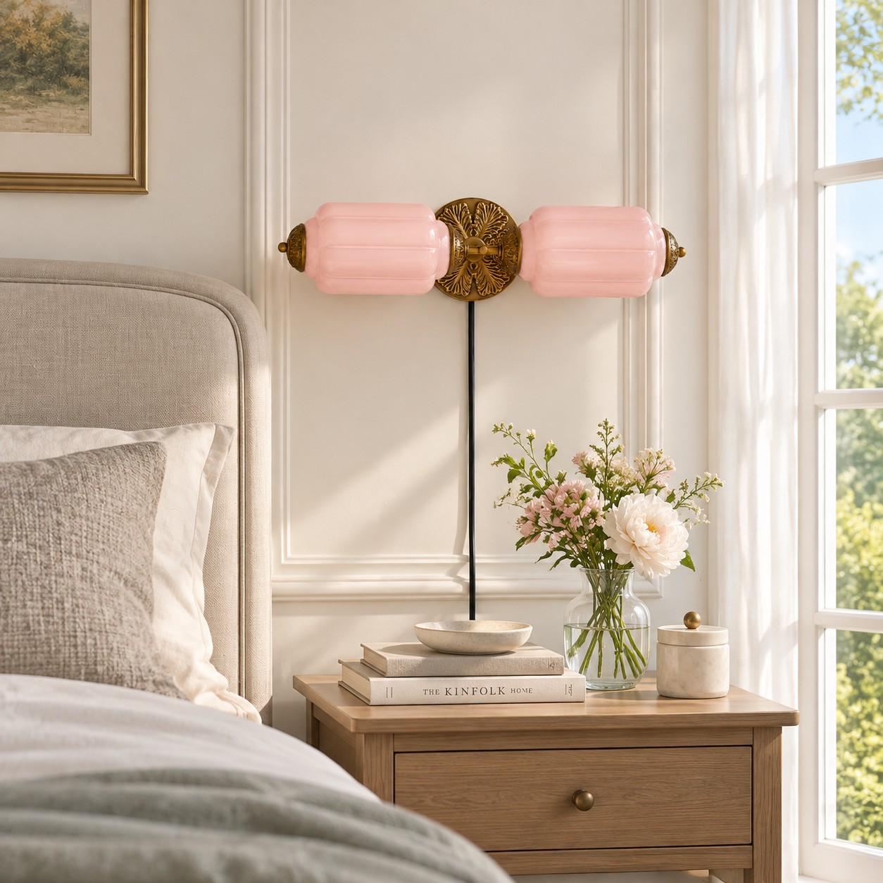 Eloise fluted milk-glass plug-in wall sconce
