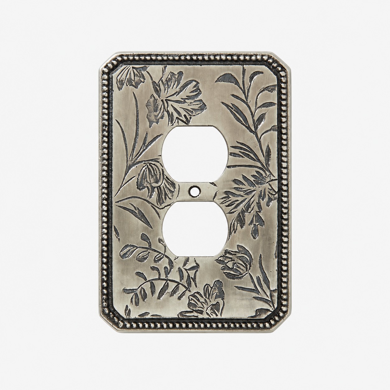 Antique silver outlet cover